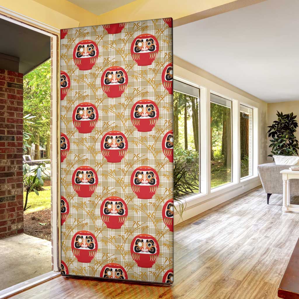 Japanese Daruma Doll Door Cover Palaka With Seamless Bamboo Pattern - Polynesian Pride