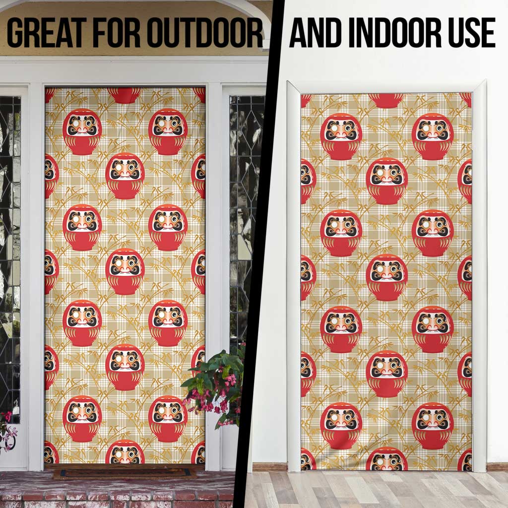 Japanese Daruma Doll Door Cover Palaka With Seamless Bamboo Pattern - Polynesian Pride