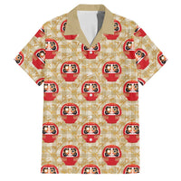 Japanese Daruma Doll Family Matching Mermaid Dress and Hawaiian Shirt Palaka With Seamless Bamboo Pattern LT14 Dad's Shirt - Short Sleeve Beige - Polynesian Pride