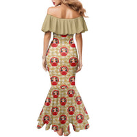 Japanese Daruma Doll Family Matching Mermaid Dress and Hawaiian Shirt Palaka With Seamless Bamboo Pattern LT14 - Polynesian Pride