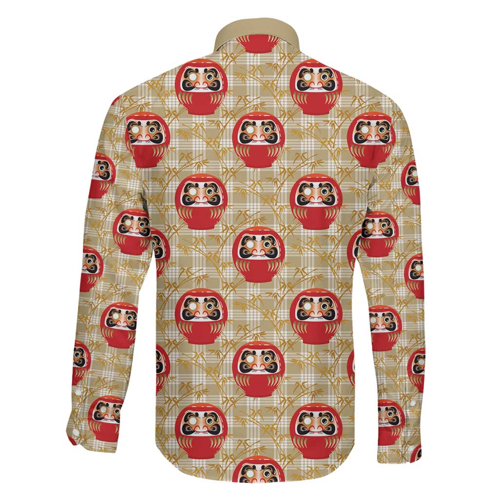 Japanese Daruma Doll Family Matching Off Shoulder Short Dress and Hawaiian Shirt Palaka With Seamless Bamboo Pattern - Polynesian Pride