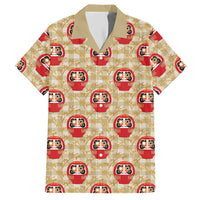Japanese Daruma Doll Hawaiian Shirt Palaka With Seamless Bamboo Pattern LT14 Beige - Polynesian Pride