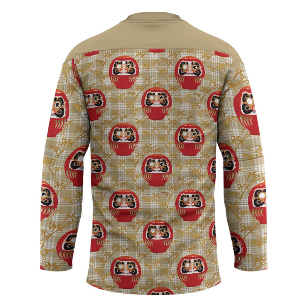 Japanese Daruma Doll Hockey Jersey Palaka With Seamless Bamboo Pattern LT14 - Polynesian Pride