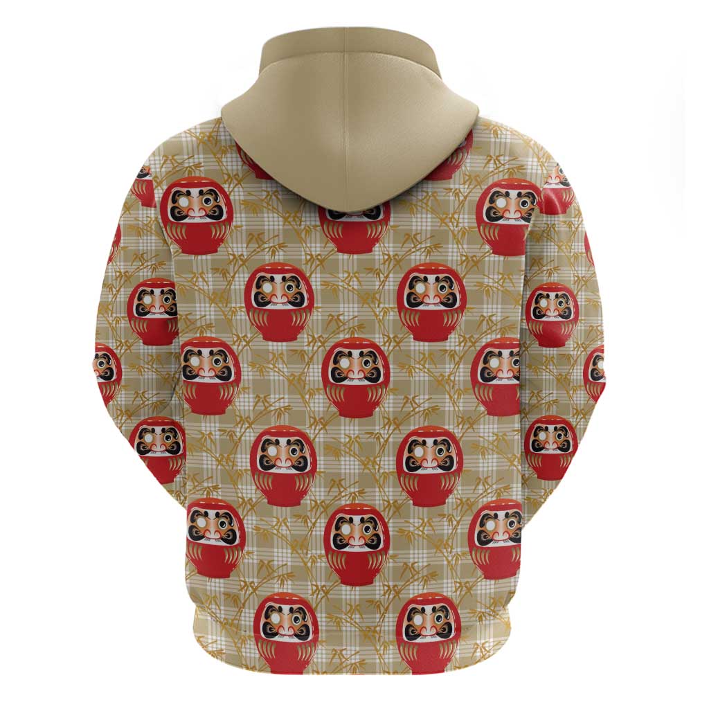 Japanese Daruma Doll Hoodie Palaka With Seamless Bamboo Pattern LT14 - Polynesian Pride