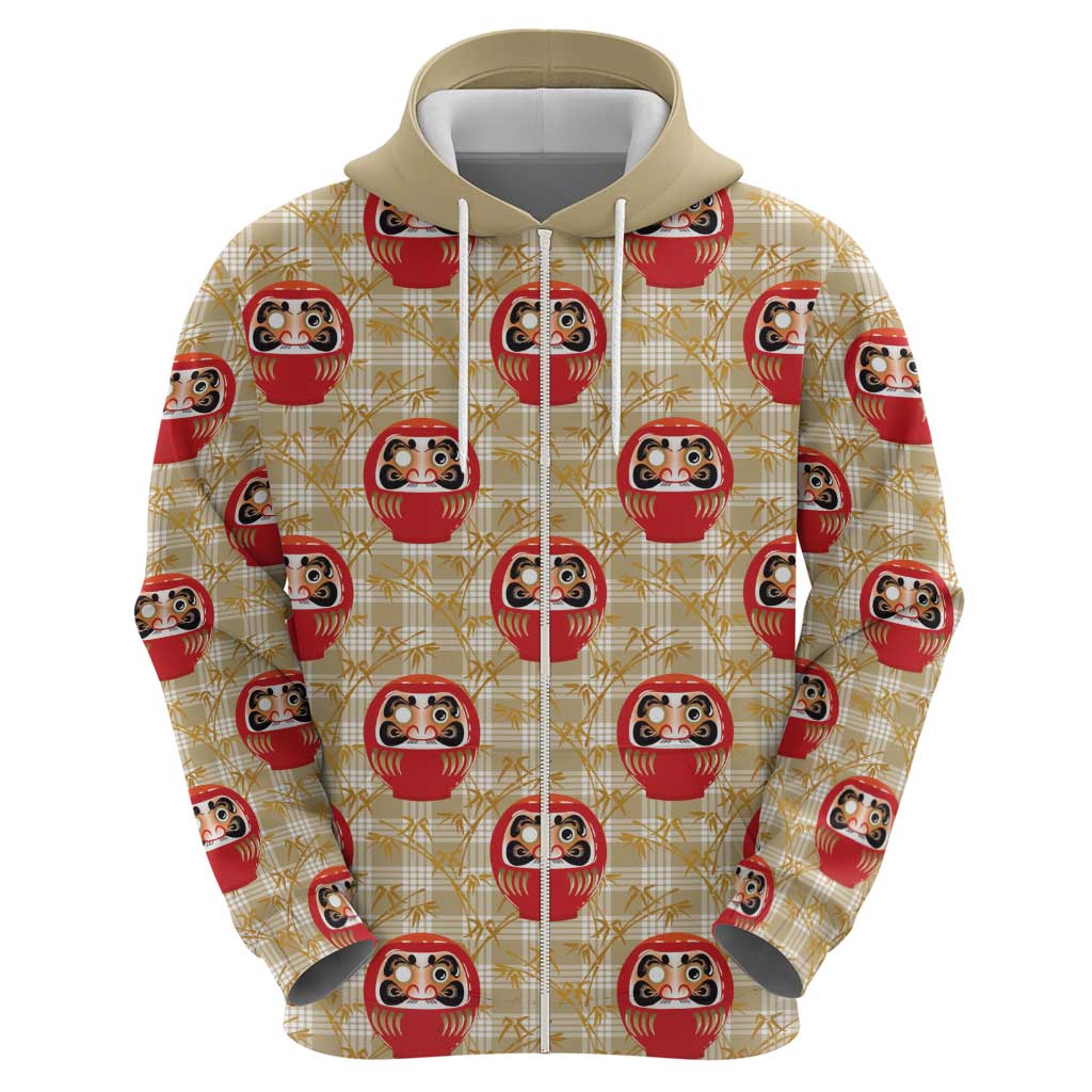 Japanese Daruma Doll Hoodie Palaka With Seamless Bamboo Pattern LT14 - Polynesian Pride