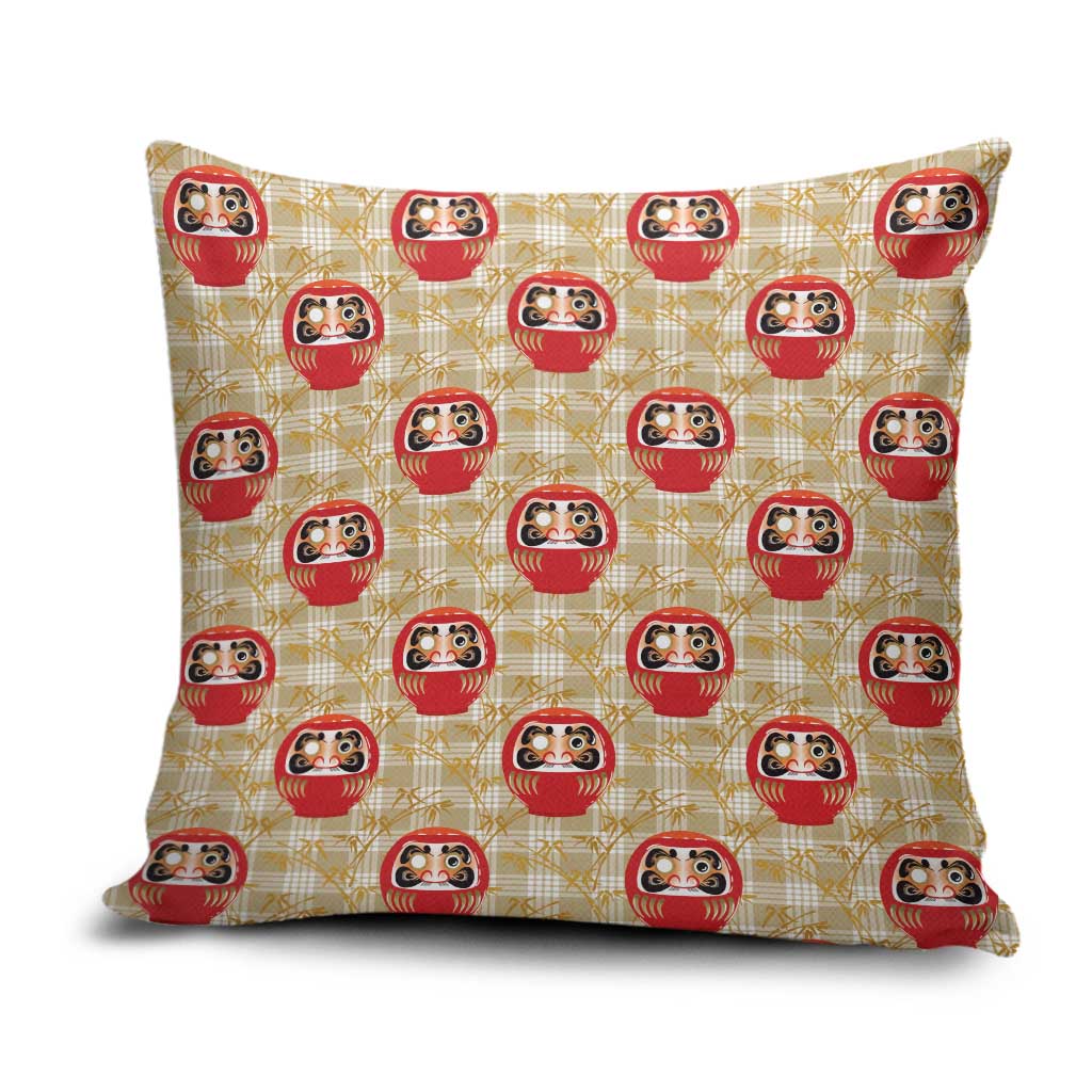 Japanese Daruma Doll Pillow Cover Palaka With Seamless Bamboo Pattern LT14 Beige - Polynesian Pride