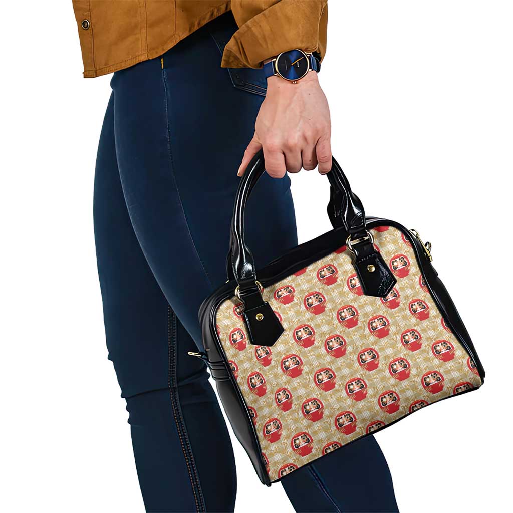 Japanese Daruma Doll Shoulder Handbag Palaka With Seamless Bamboo Pattern - Polynesian Pride