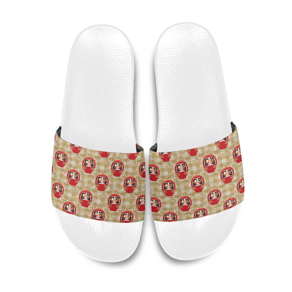 Japanese Daruma Doll Slide Sandals Palaka With Seamless Bamboo Pattern - Polynesian Pride