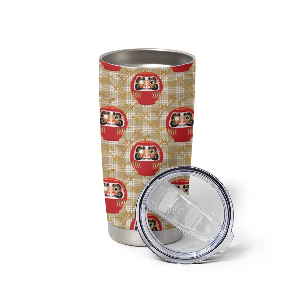 Japanese Daruma Doll Tumbler Cup Palaka With Seamless Bamboo Pattern LT14 - Polynesian Pride