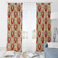 Japanese Daruma Doll Window Curtain Palaka With Seamless Bamboo Pattern - Polynesian Pride