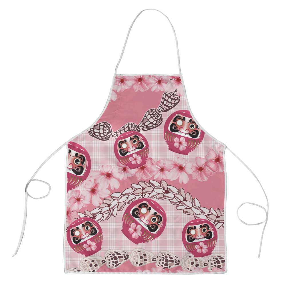 Japanese Daruma Doll Palaka Apron Cherry Blossoms With Shell Lei - Polynesian Pride