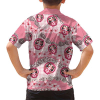 Japanese Daruma Doll Palaka Family Matching Puletasi and Hawaiian Shirt Cherry Blossoms With Shell Lei LT14 - Polynesian Pride
