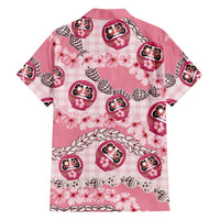 Japanese Daruma Doll Palaka Family Matching Puletasi and Hawaiian Shirt Cherry Blossoms With Shell Lei LT14 - Polynesian Pride