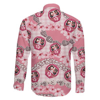 Japanese Daruma Doll Palaka Family Matching Puletasi and Hawaiian Shirt Cherry Blossoms With Shell Lei LT14 - Polynesian Pride