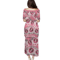 Japanese Daruma Doll Palaka Family Matching Puletasi and Hawaiian Shirt Cherry Blossoms With Shell Lei LT14 - Polynesian Pride