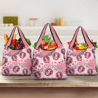 Japanese Daruma Doll Palaka Grocery Bag Cherry Blossoms With Shell Lei - Polynesian Pride
