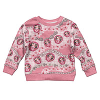 Japanese Daruma Doll Palaka Kid Ugly Christmas Sweater Cherry Blossoms With Shell Lei LT14 Kid Pink - Polynesian Pride