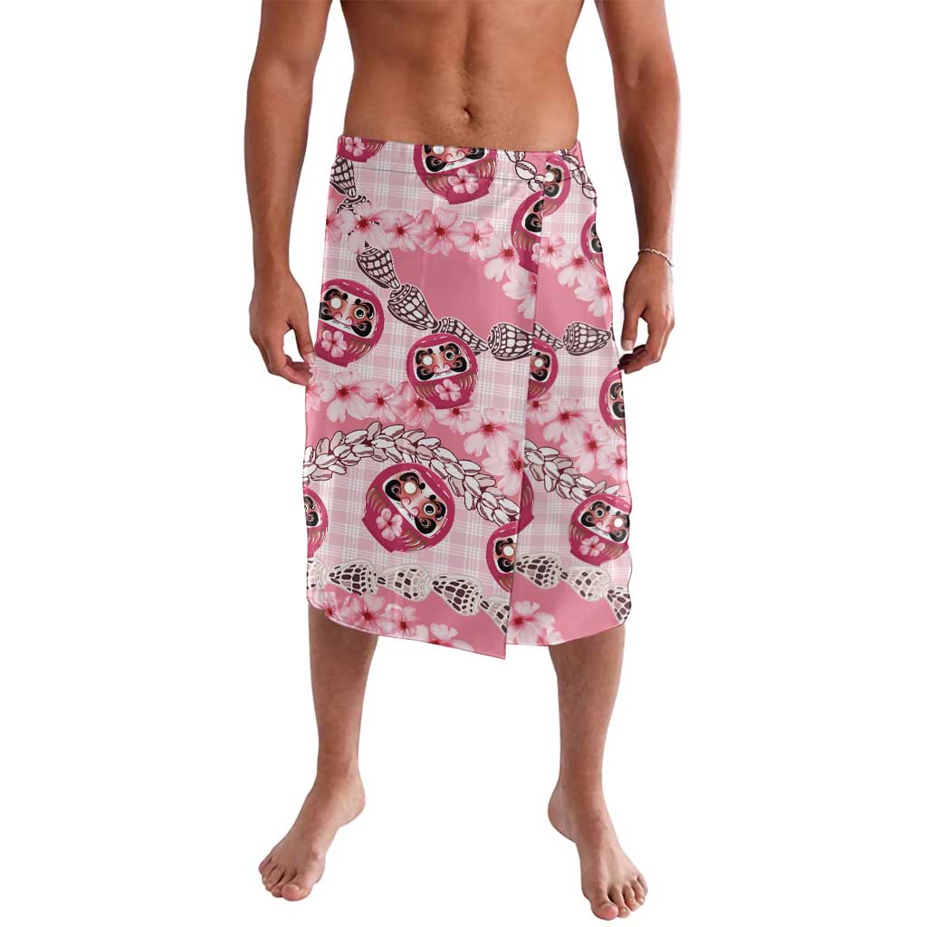 Japanese Daruma Doll Palaka Lavalava Cherry Blossoms With Shell Lei - Polynesian Pride