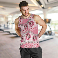 Japanese Daruma Doll Palaka Men Tank Top Cherry Blossoms With Shell Lei - Polynesian Pride