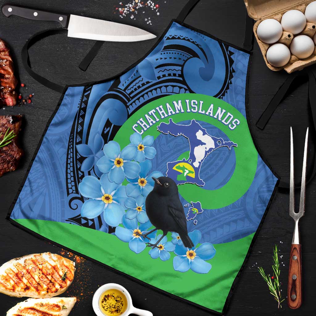 New Zealand Chatham Islands Apron Wharekauri Forget Me Not With Black Robin - Polynesian Pride