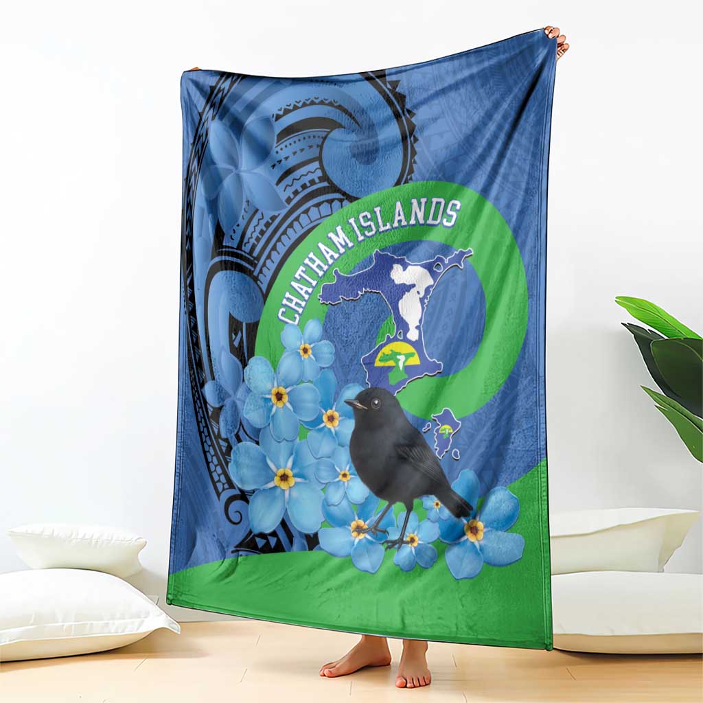 New Zealand Chatham Islands Blanket Wharekauri Forget Me Not With Black Robin