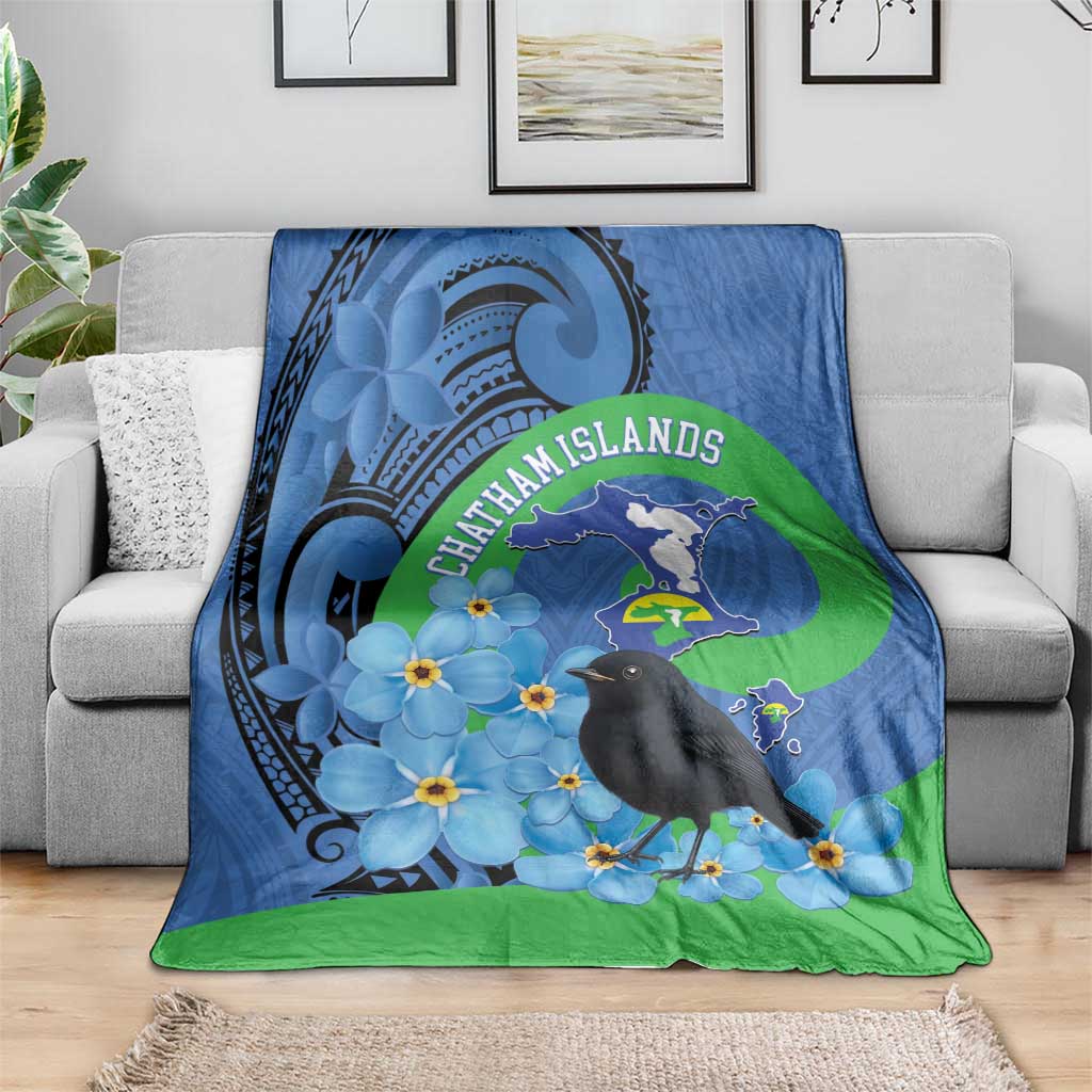 New Zealand Chatham Islands Blanket Wharekauri Forget Me Not With Black Robin