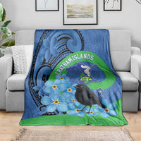 New Zealand Chatham Islands Blanket Wharekauri Forget Me Not With Black Robin