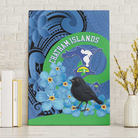 New Zealand Chatham Islands Canvas Wall Art Wharekauri Forget Me Not With Black Robin
