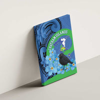 New Zealand Chatham Islands Canvas Wall Art Wharekauri Forget Me Not With Black Robin