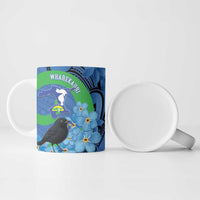 New Zealand Chatham Islands Ceramic Mug Wharekauri Forget Me Not With Black Robin - Polynesian Pride