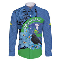 New Zealand Chatham Islands Family Matching Off Shoulder Short Dress and Hawaiian Shirt Wharekauri Forget Me Not With Black Robin