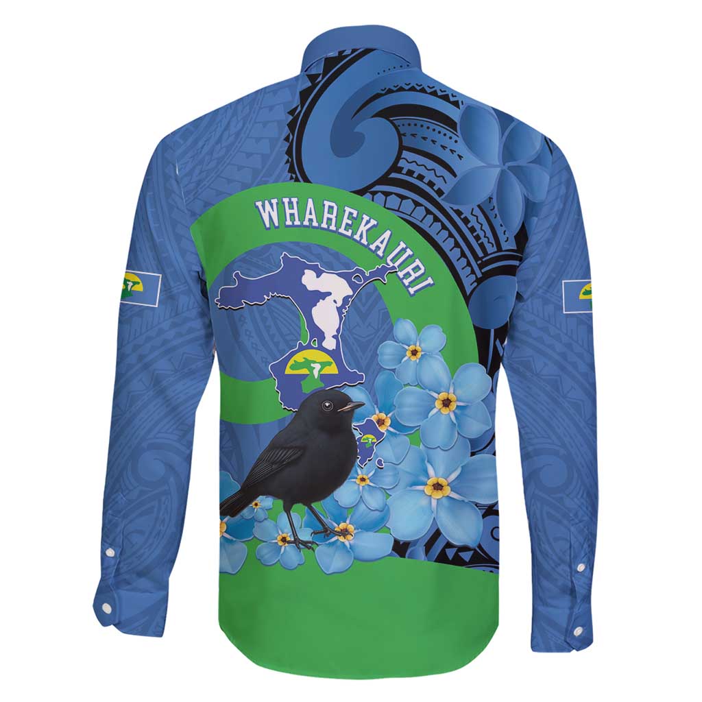 New Zealand Chatham Islands Family Matching Short Sleeve Bodycon Dress and Hawaiian Shirt Wharekauri Forget Me Not With Black Robin