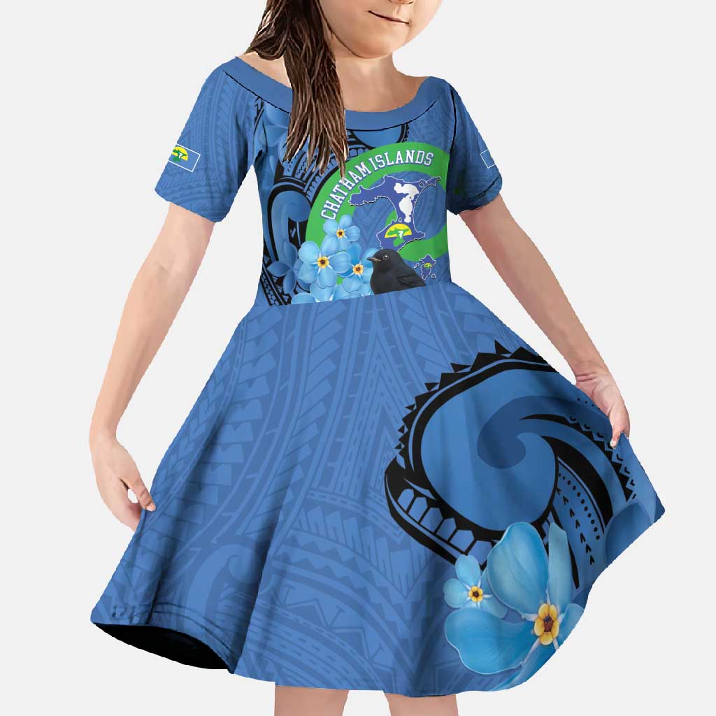 New Zealand Chatham Islands Family Matching Tank Maxi Dress and Hawaiian Shirt Wharekauri Forget Me Not With Black Robin