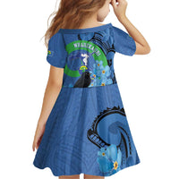 New Zealand Chatham Islands Family Matching Tank Maxi Dress and Hawaiian Shirt Wharekauri Forget Me Not With Black Robin