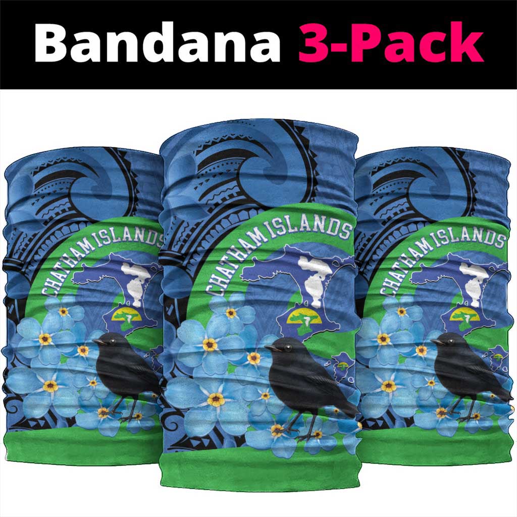New Zealand Chatham Islands Neck Gaiter Wharekauri Forget Me Not With Black Robin - Polynesian Pride