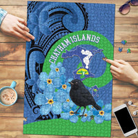 New Zealand Chatham Islands Puzzle Wharekauri Forget Me Not With Black Robin - Polynesian Pride