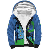 New Zealand Chatham Islands Sherpa Hoodie Wharekauri Forget Me Not With Black Robin