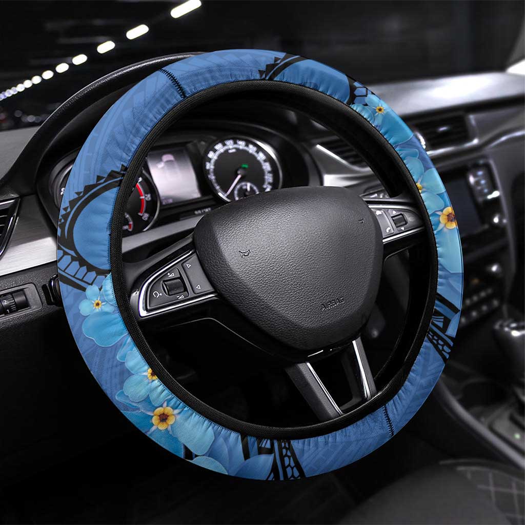 New Zealand Chatham Islands Steering Wheel Cover Wharekauri Forget Me Not With Black Robin