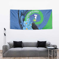 New Zealand Chatham Islands Tapestry Wharekauri Forget Me Not With Black Robin LT14 - Polynesian Pride