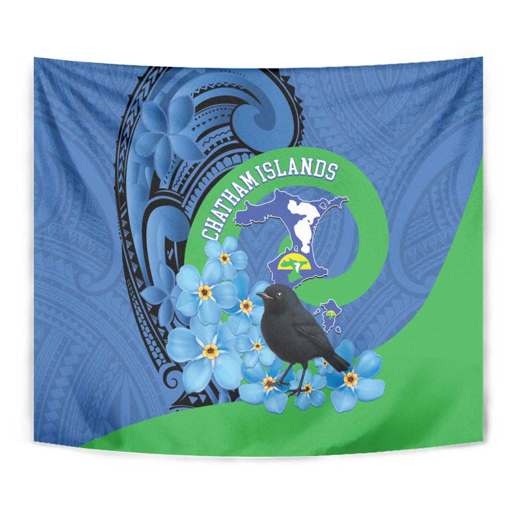 New Zealand Chatham Islands Tapestry Wharekauri Forget Me Not With Black Robin LT14 - Polynesian Pride