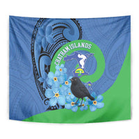 New Zealand Chatham Islands Tapestry Wharekauri Forget Me Not With Black Robin LT14 - Polynesian Pride