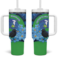 New Zealand Chatham Islands Tumbler With Handle Wharekauri Forget Me Not With Black Robin