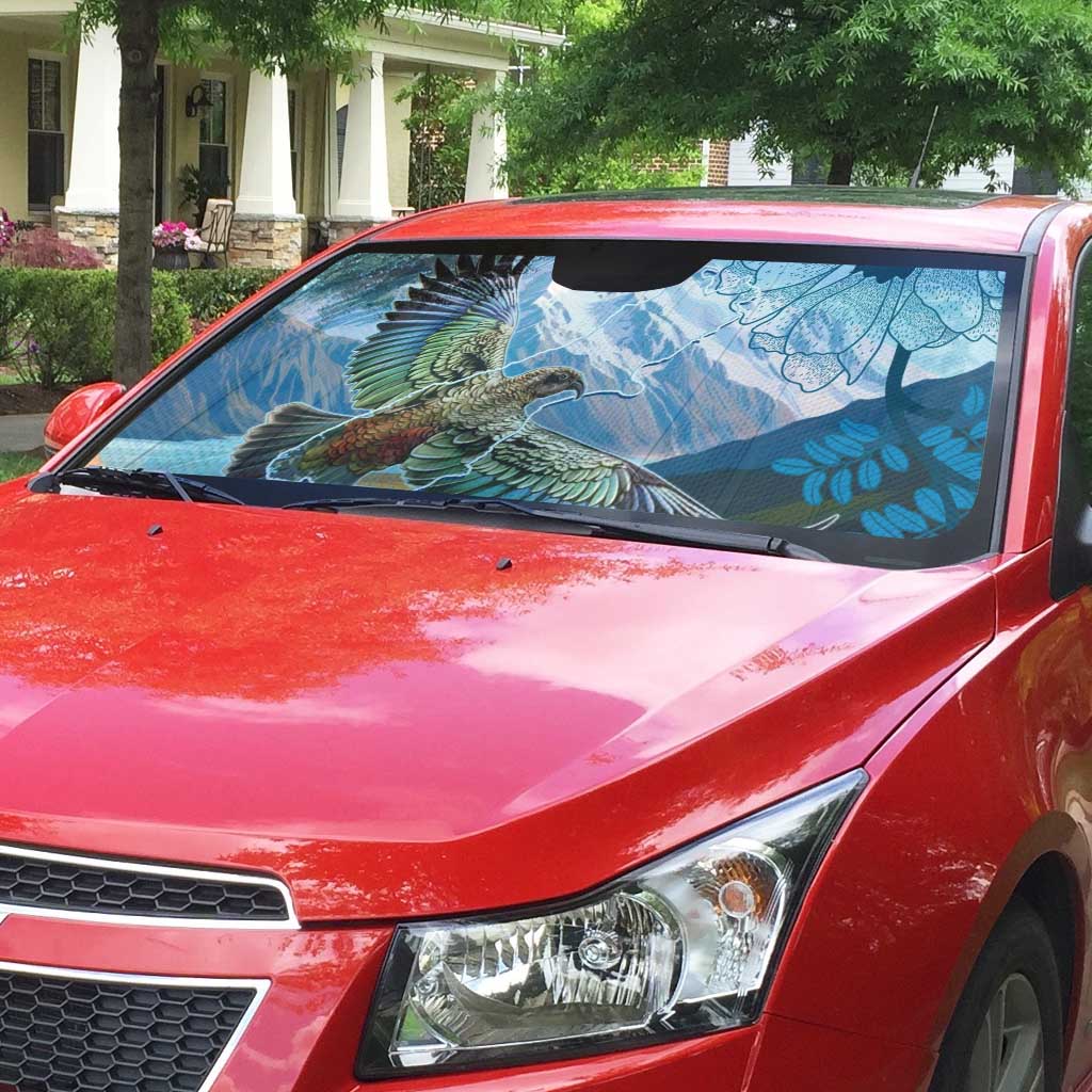 New Zealand South Island Auto Sun Shade Te Waipounamu Aoraki Kea Bird - Polynesian Pride