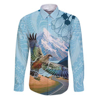 New Zealand South Island Family Matching Long Sleeve Bodycon Dress and Hawaiian Shirt Te Waipounamu Aoraki Kea Bird