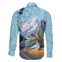 New Zealand South Island Family Matching Off The Shoulder Long Sleeve Dress and Hawaiian Shirt Te Waipounamu Aoraki Kea Bird LT14 - Polynesian Pride