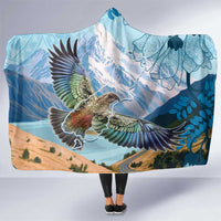 New Zealand South Island Hooded Blanket Te Waipounamu Aoraki Kea Bird LT14 One Size Blue - Polynesian Pride