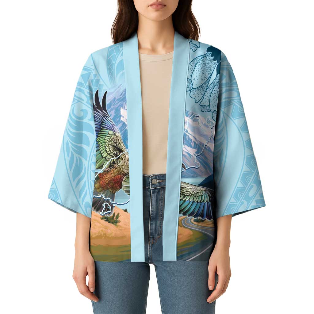 New Zealand South Island Kimono Te Waipounamu Aoraki Kea Bird - Polynesian Pride