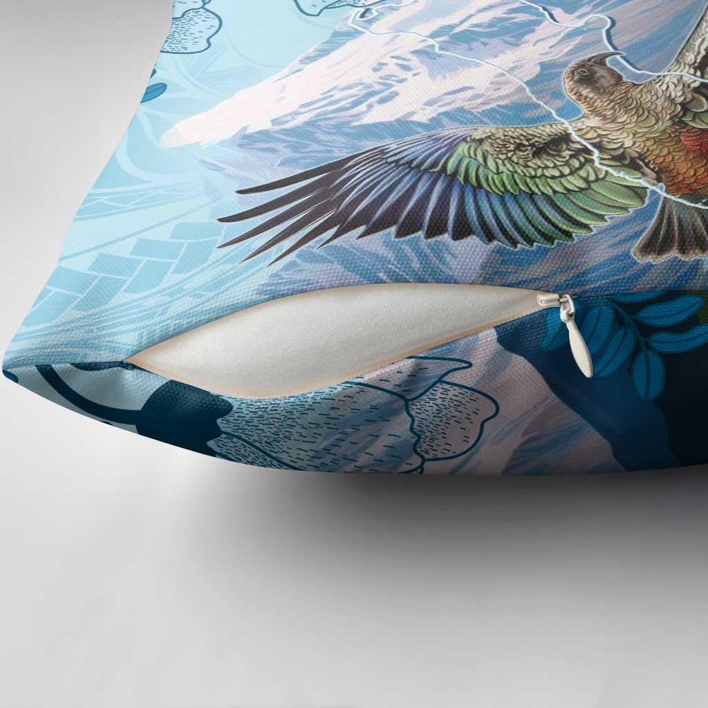 New Zealand South Island Pillow Cover Te Waipounamu Aoraki Kea Bird - Polynesian Pride