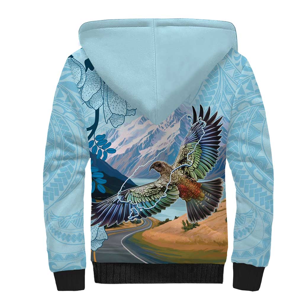 New Zealand South Island Sherpa Hoodie Te Waipounamu Aoraki Kea Bird