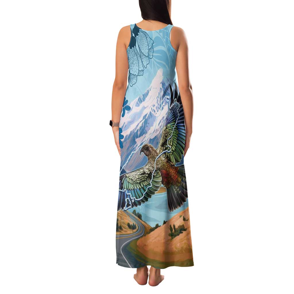 New Zealand South Island Tank Maxi Dress Te Waipounamu Aoraki Kea Bird